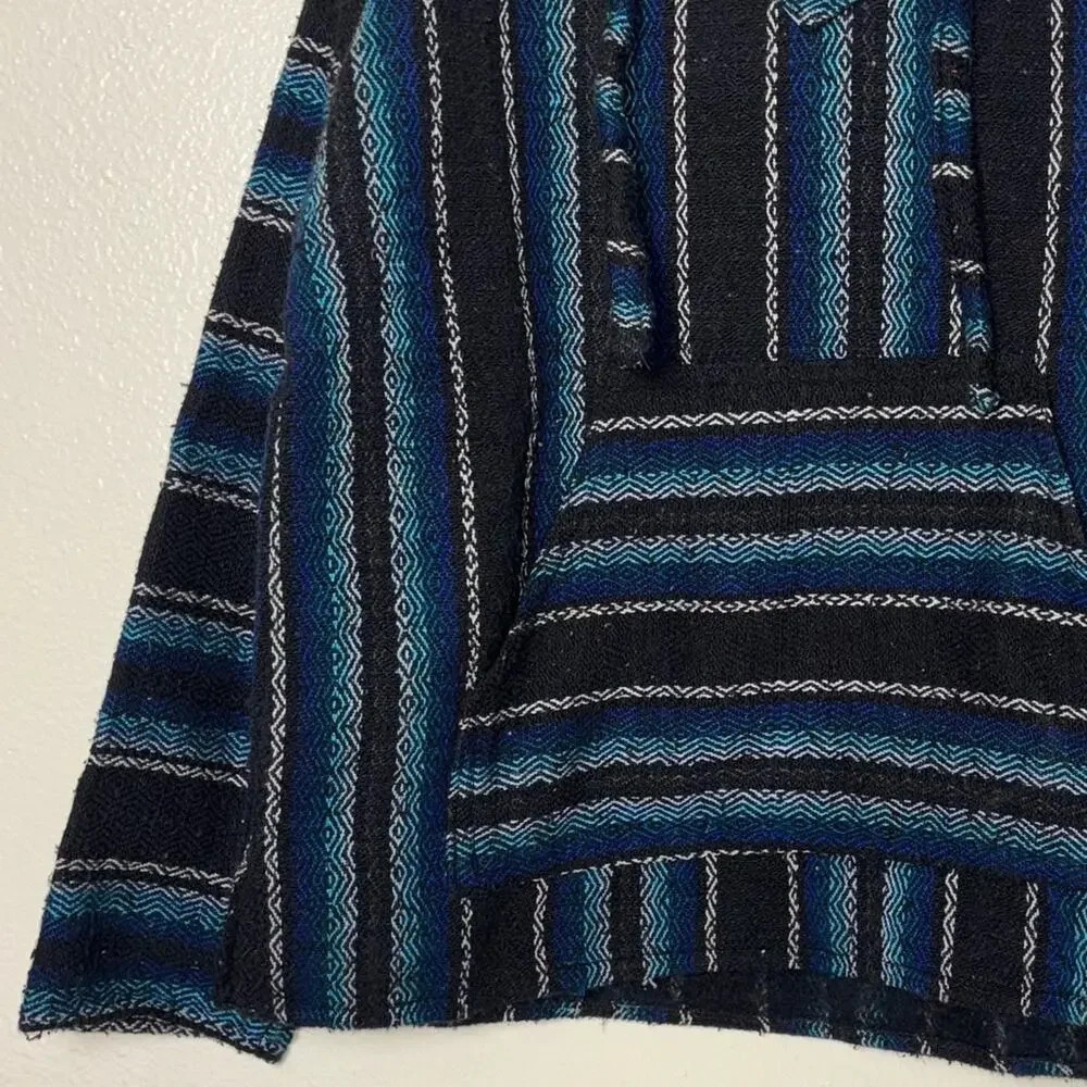 DELMEX Baja Hoodie Sweater unisex medium black/blue relaxed fit hippie